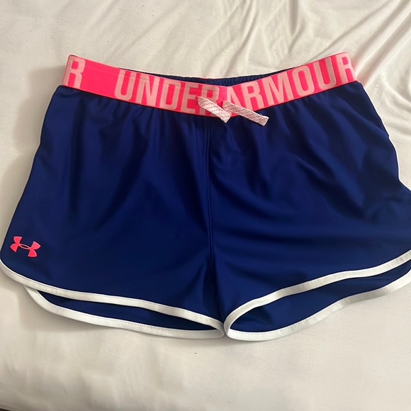 YXL Under Armour Blue/Pink Shorts - Picture 1 of 3